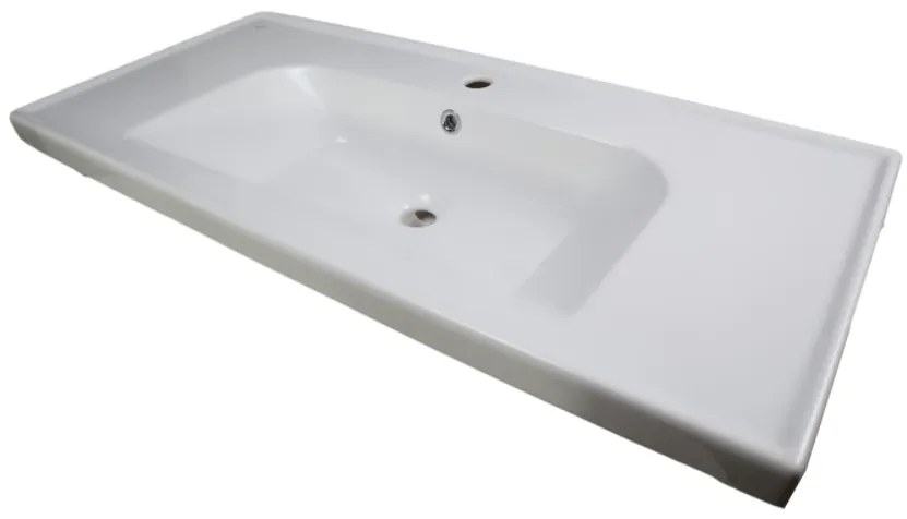 By Goof Finn keramische wastafel 100cm met kraangat wit