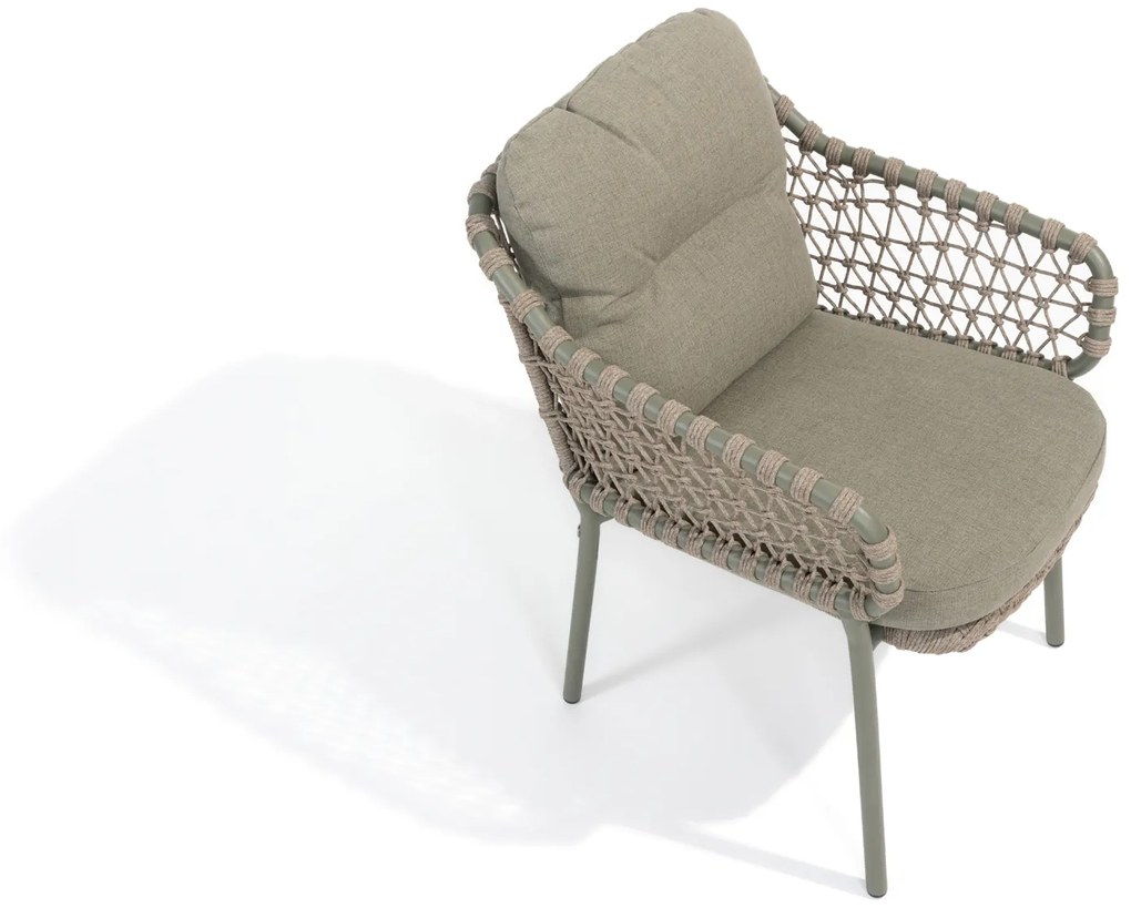 4 Seasons Outdoor Jura tuinset olijfgroen met Montana tafel met keramisch terrazzo blad 240 x 103 cm  Tuinset    taupe weerbestendig