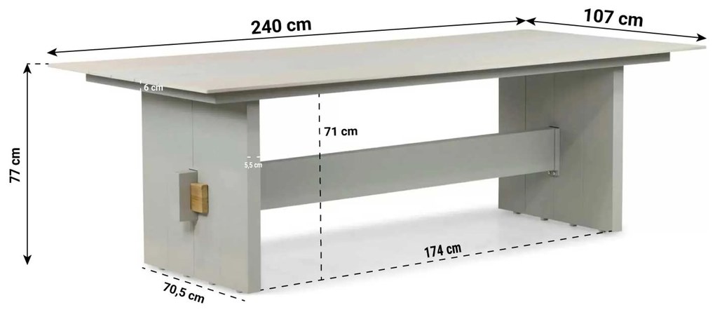 Dining Tuintafel rechthoekig 240 x 107 cm Zand/Beige Casbranka