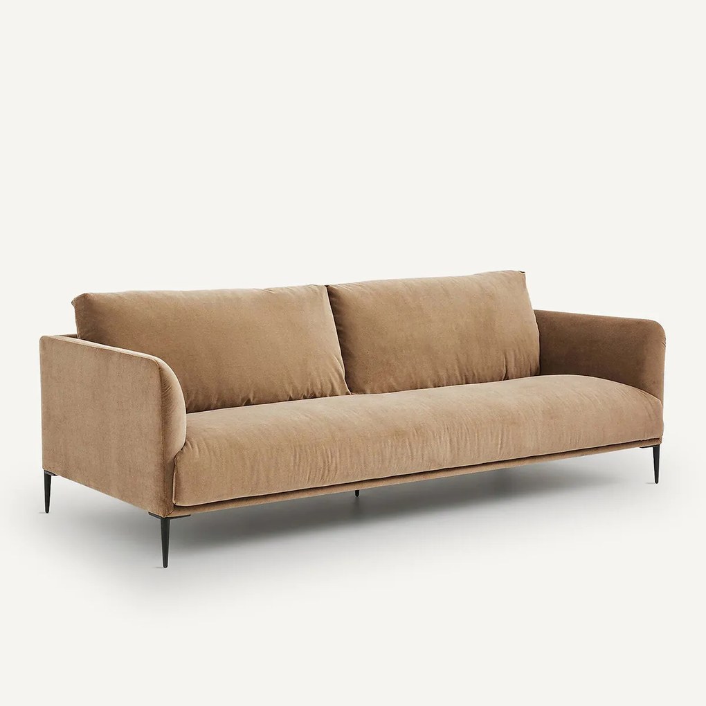 Zitbank in stonewashed fluweel, Oscar, ontwerp E. Gallina