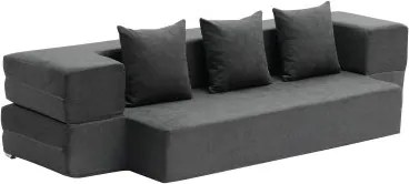 VEVOR 3-in-1 opvouwbare slaapbank met 3 kussens en wasbare hoes, omvormbare slaapbank van 25D traagschuim, bank voor woonkamer/slaapkamer, lichtgrijs (TWIN / 1030x1930x225mm)