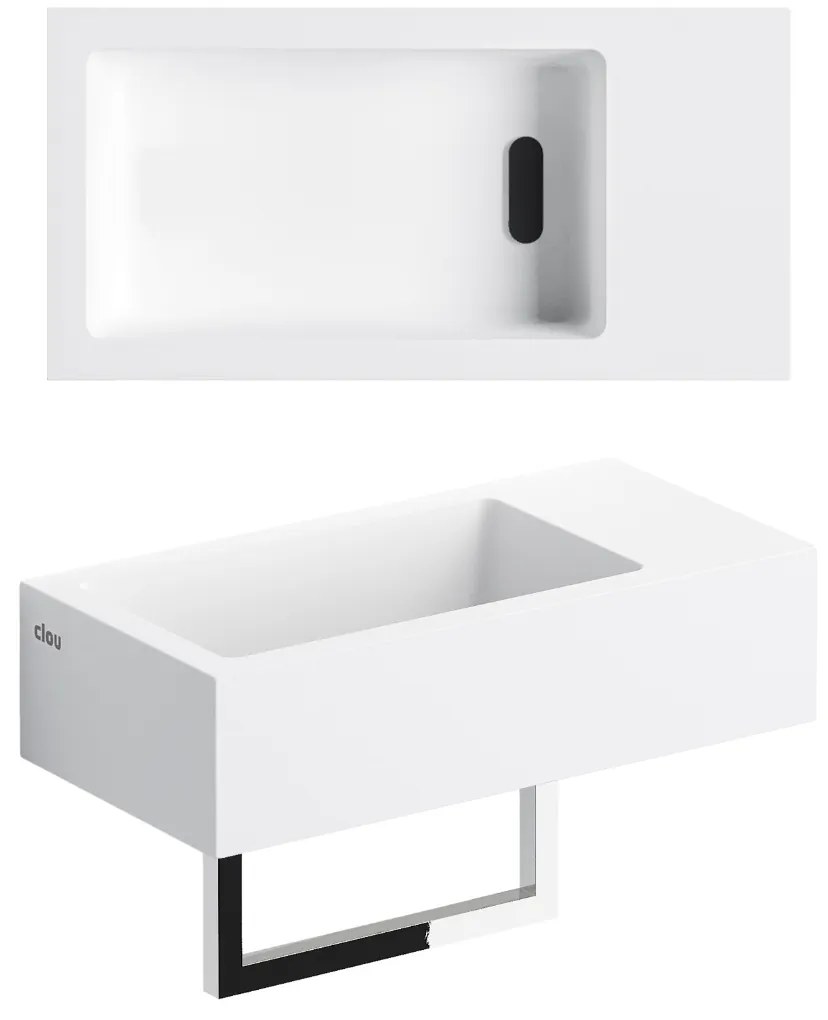 Clou Flush 3 fontein solid surface 36cm rechts met handdoekhouder wit mat