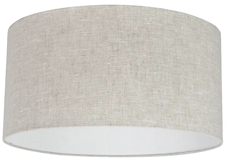 Landelijke hanglamp wit met katoenen kap lichtgrijs 50 cm - Combi