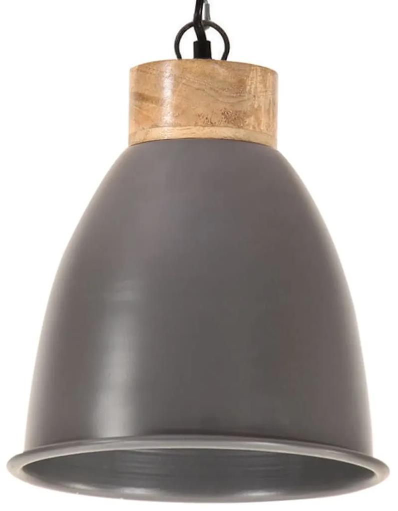 vidaXL Hanglamp industrieel E27 23 cm ijzer en massief hout grijs