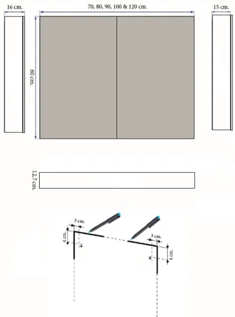 Sanicare Spiegelkast Qlassics 90 cm. 2 dubbelzijdige spiegeldeuren Belluno-eiken