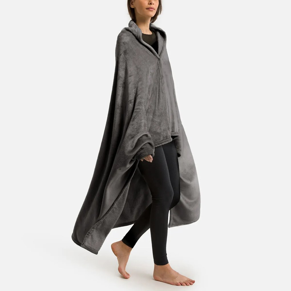 Fleece plaid met mouwen, recycled polyester, Javi