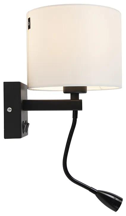 LED Moderne wandlamp zwart met witte kap - Brescia Modern E27 rond Binnenverlichting Lamp