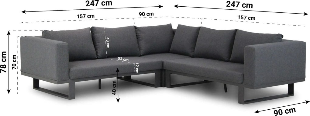 Hoek loungeset 5 personen Aluminium/Outdoor textiel/Aluminium/teak Grijs  Lifestyle Garden Furniture Club