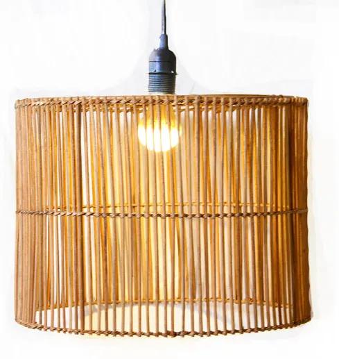 Rotan / Rieten Hanglamp, Handgemaakt, Rond, Naturel, â40 cm