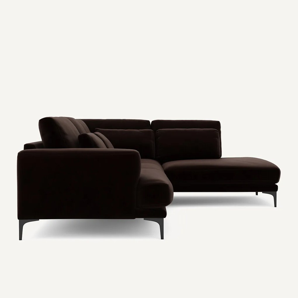 Linkse hoekbank met leuning in fluweel, Marsile