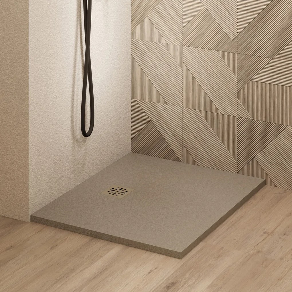 Saniclear Lino douchebak 90x90cm met stone finish capppuccino