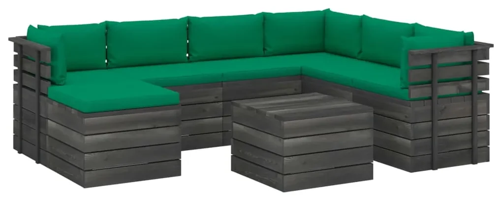 vidaXL 8-delige Loungeset pallet met kussens massief grenenhout