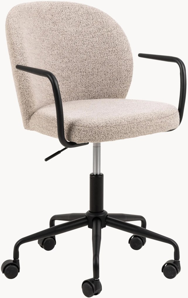 Bouclé draaibare bureaustoel Patricia, in hoogte verstelbaar