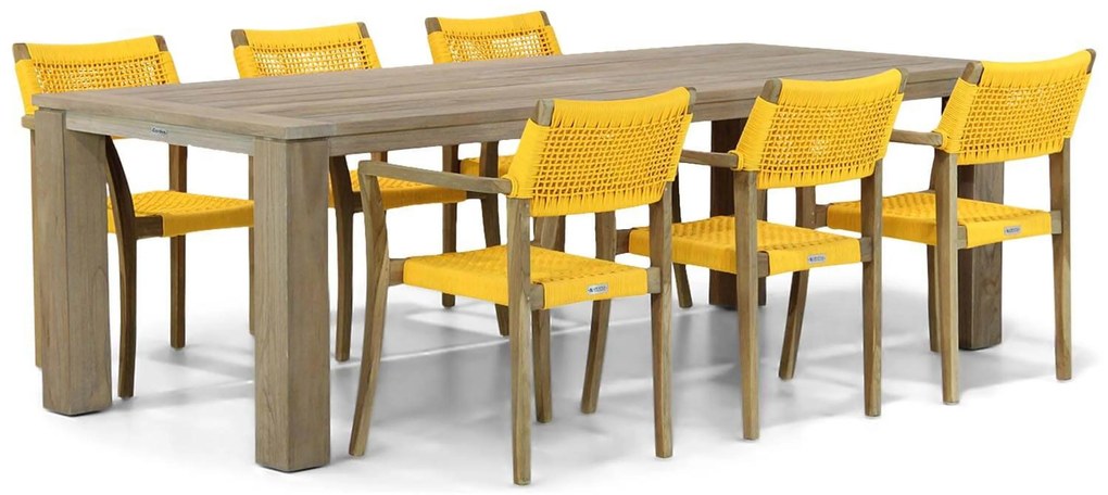 Tuinset 6 personen 240 cm Rope Geel Lifestyle Garden Furniture Dallas/Brighton