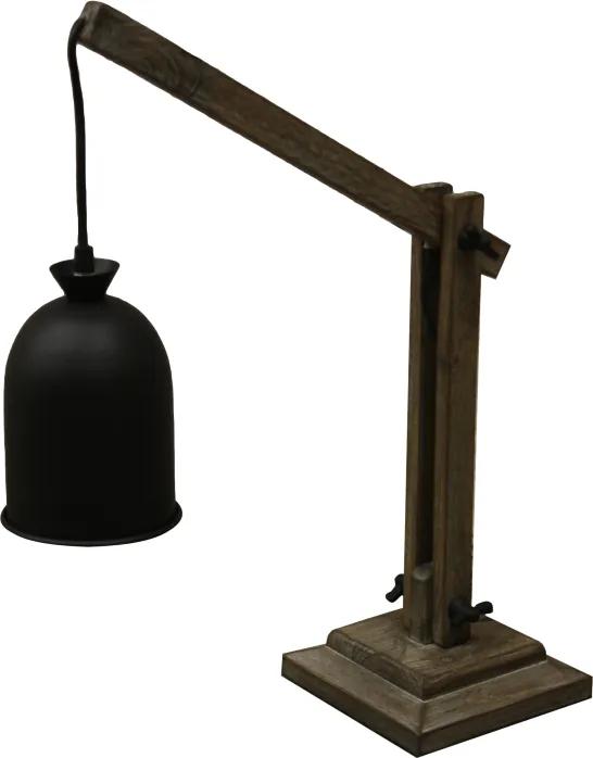 Tafellamp - naturel/zwart - grenen/stof