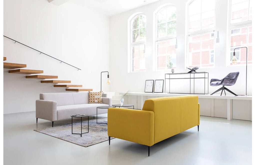 Goossens  Key West geel, stof, 2,5-zits, modern design