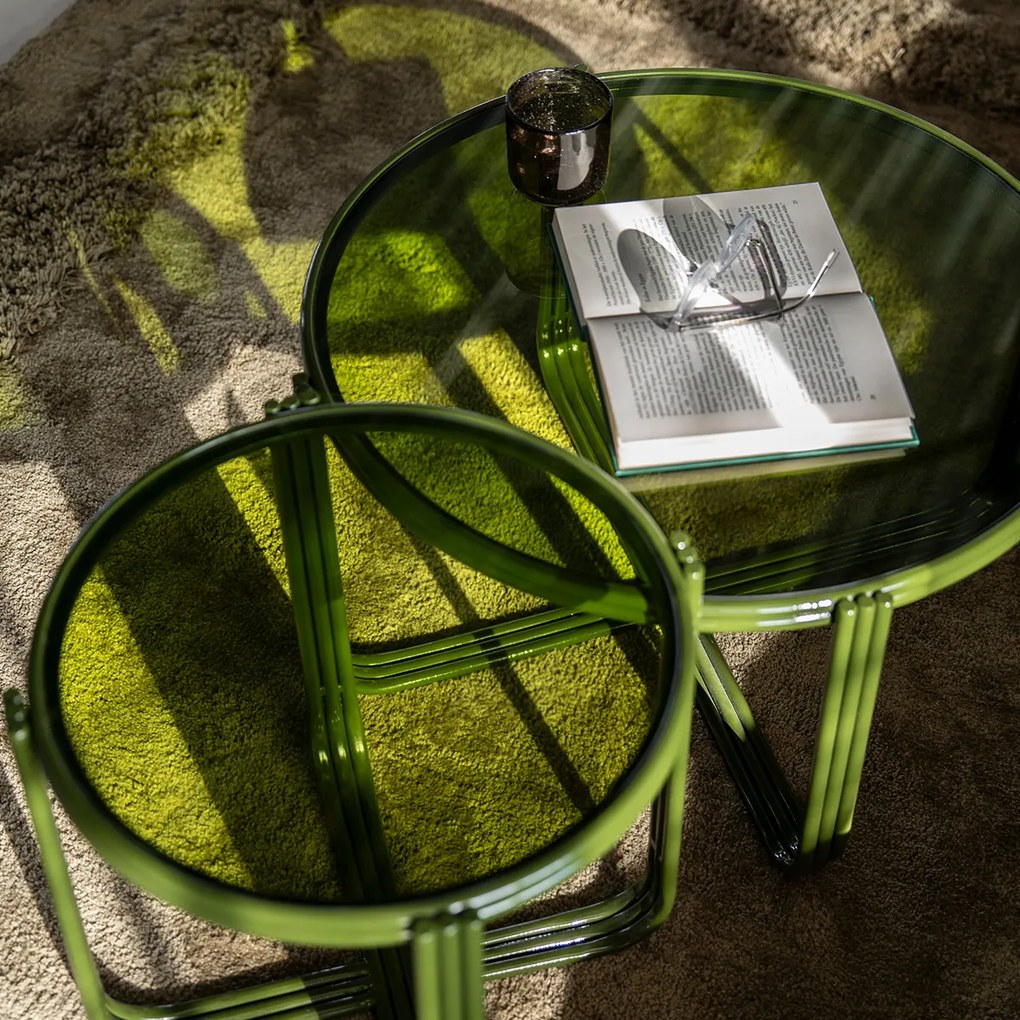 Retro Salontafel Glas Groen - 63 X 63cm.