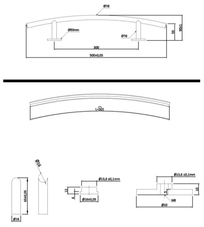 Handdoekhouder chroom 51 cm. voor design radiatoren