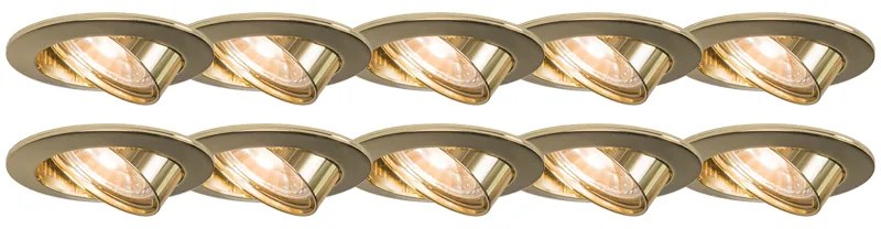 Set van 10 inbouwspots kantelbaar goud - Edu
