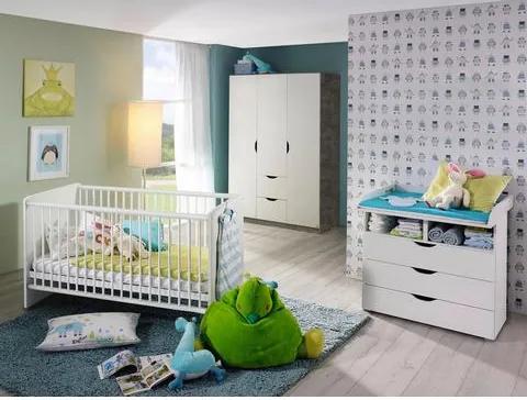 Babykamer voordeelset »Bristol« ledikantje + commode + 3-deurskledingkast (3-delig)