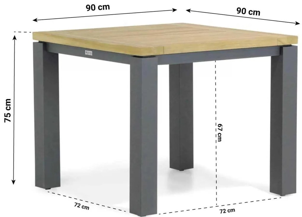 Tuinset 4 personen 90 cm Aluminium Grijs Santika Furniture Santika