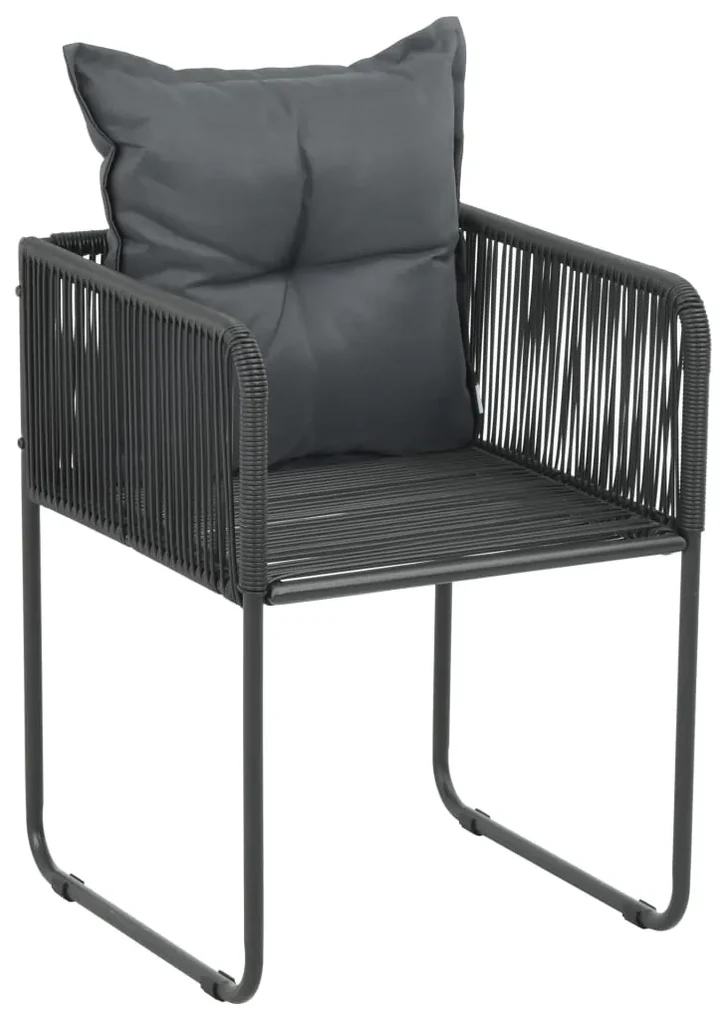 vidaXL Tuinstoelen 2 st met kussens poly rattan zwart