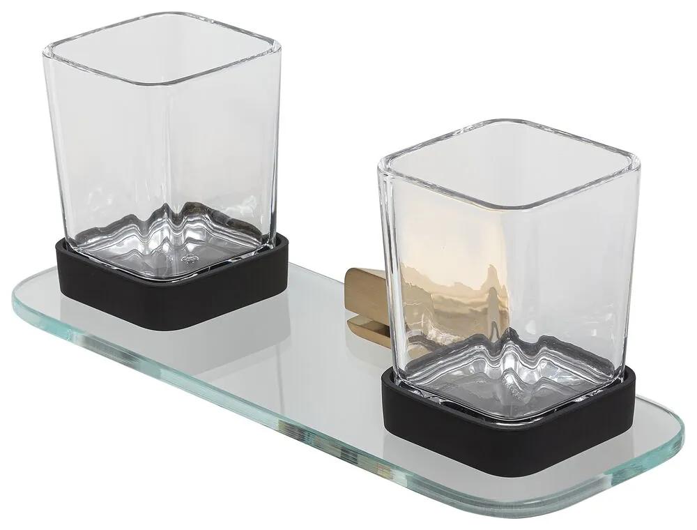 Geesa Shift glashouder dubbel goud geborsteld met planchet van transparant glas