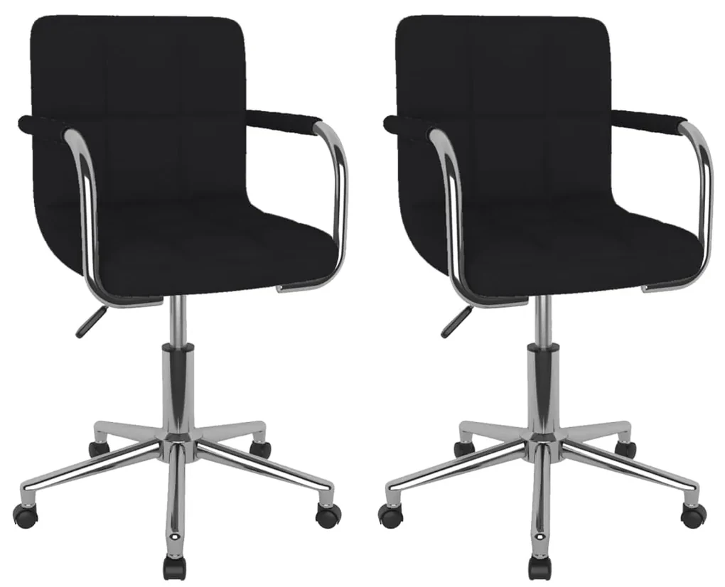 vidaXL Eetkamerstoelen draaibaar 2 st stof zwart
