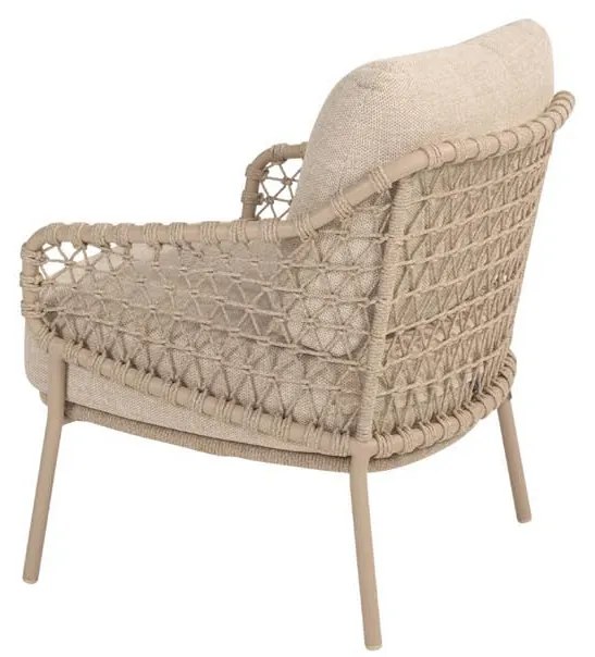 4 Seasons Outdoor Sardinia low dining tuinset latte met Donato tafel met geprint keramisch blad Ø 160 cm beige weerbestendig