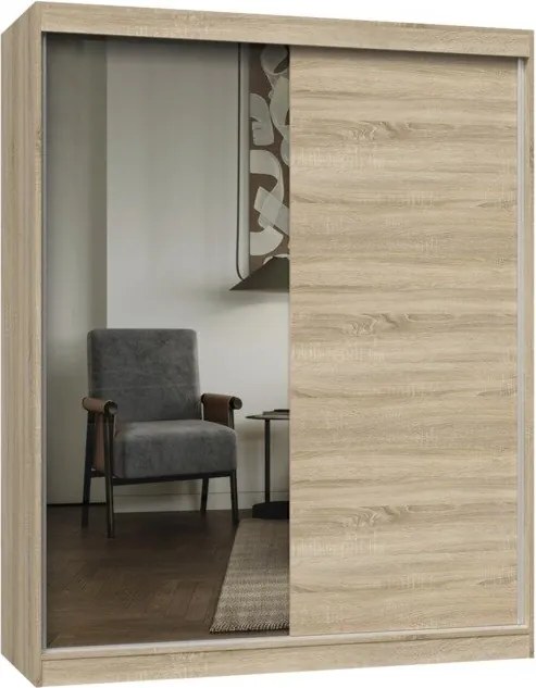 Kledingkast Mandeville 364, Sonoma eik, 200x160x61cm, 150.5 kg, Kledingkast deuren: Schuivend