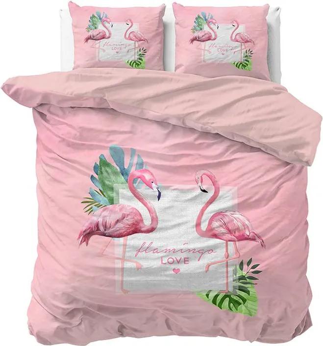 DreamHouse Bedding Sunny Flamingo&apos;s 1-persoons (140 x 220 cm + 1 kussensloop) Dekbedovertrek