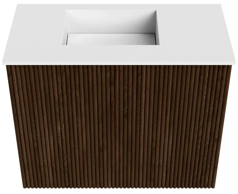 Mondiaz Joya 50cm toiletmeubel walnut met wastafel faye links zonder kraangat talc