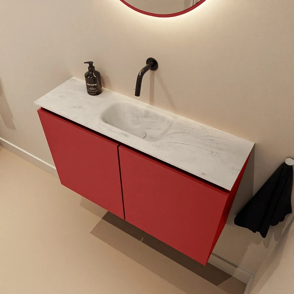 Mondiaz Ture DLux toiletmeubel 80cm fire met wastafel opalo midden zonder kraangat