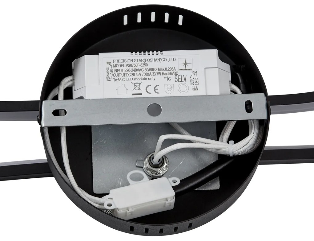 Design plafondlamp mat zwart 65 cm 3-staps dimbaar 2-lichts - Pepe