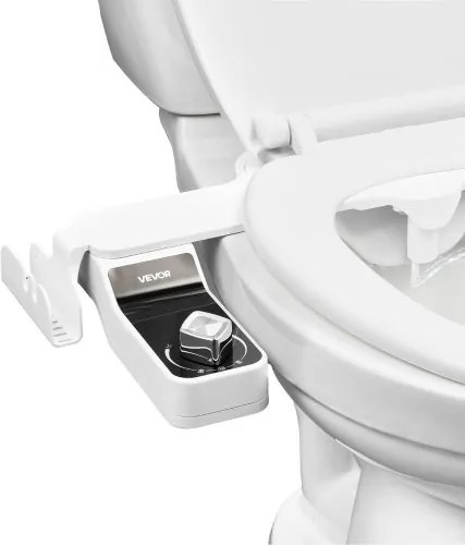 VEVOR Bidet Toiletbevestiging 7 mm Ultradunne Toiletzitting met 2 intrekbare sproeiers en instelbare waterdruk, Niet-elektrische koudwatersproeier voor voor- en achterwaterreiniging
