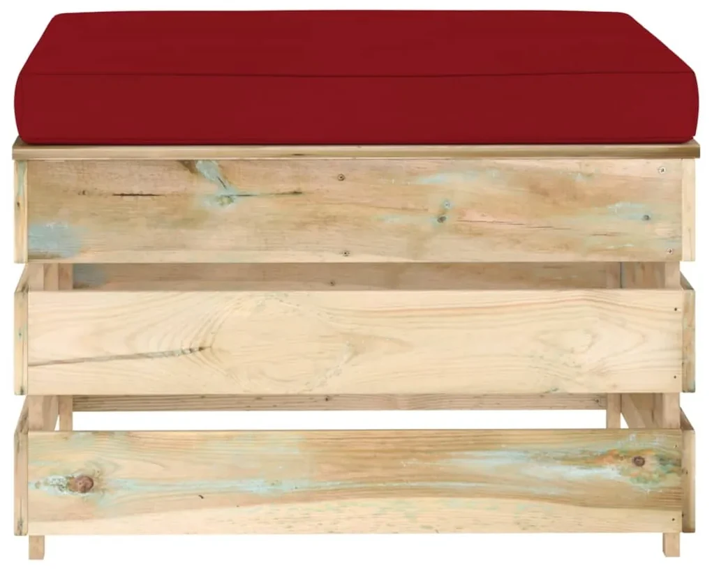 vidaXL Hocker sectioneel met kussen groen geïmpregneerd hout