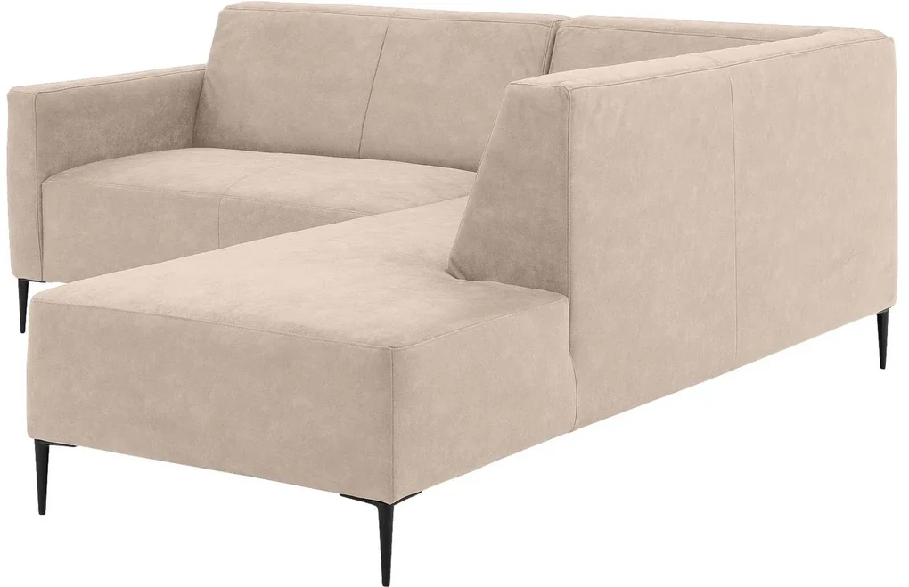 Goossens Bank Key West bruin, micro leer, 2-zits, modern design met ligelement rechts