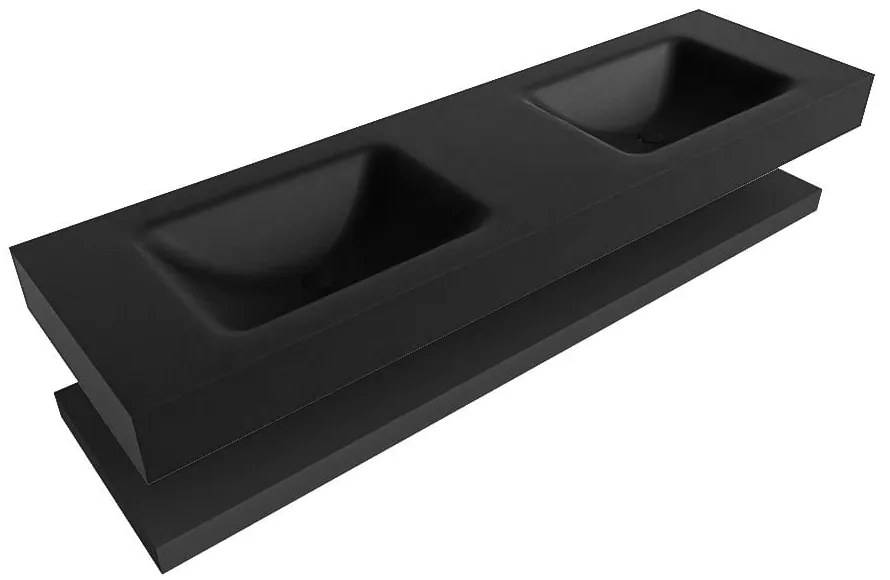 Zaro Alan badmeubel 160cm met planchet urban en vrijhangende wastafel cloud dubbel 2 kraangaten urban