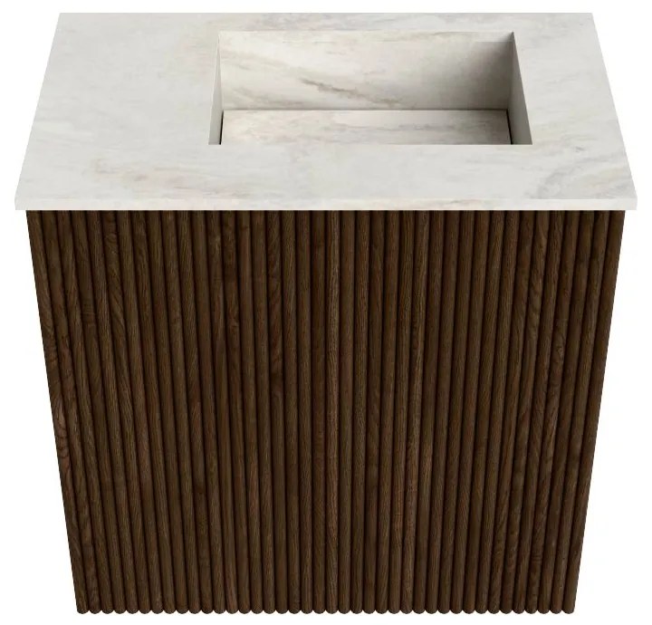 Mondiaz Joya DLux 40cm toiletmeubel walnut met wastafel faye rechts zonder kraangat ostra