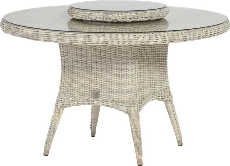 4 Seasons Outdoor | Victoria dining table 130 cm with lazy susan (55cm) Provance  Tuintafel    beige weerbestendig