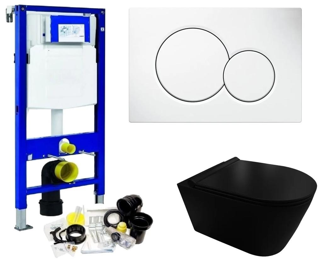 Geberit UP320 Toiletset set44 Civita Black Rimless Mat Zwart Met Sigma Drukplaat