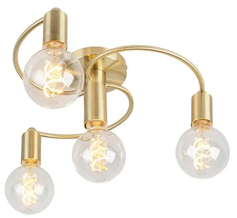 Art Deco plafondlamp messing 4-lichts - Facile
