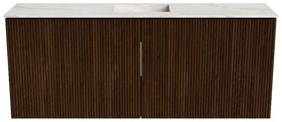 Mondiaz Joya DLux 100cm toiletmeubel walnut met wastafel faye midden zonder kraangat ostra