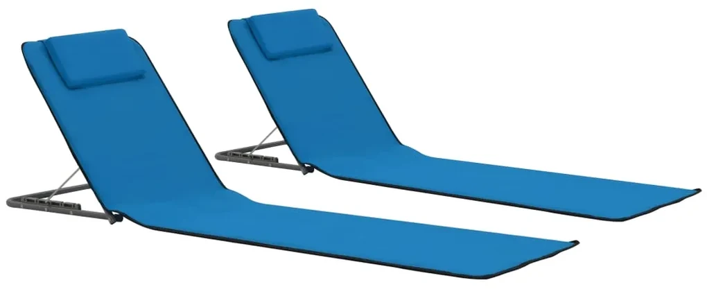 vidaXL Strandmatten inklapbaar 2 st staal en stof blauw