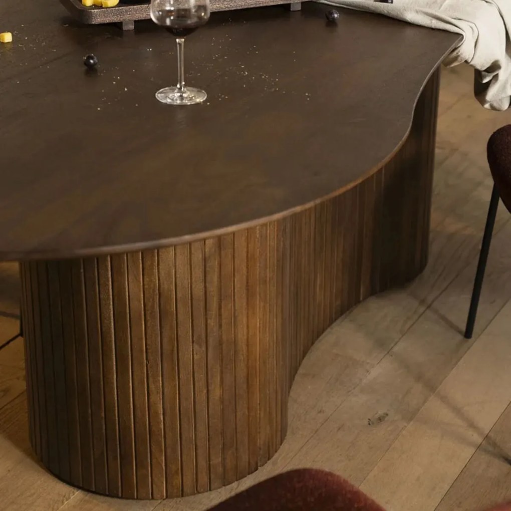 Organische Vorm Eettafel Donkerbruin 200 Cm - 200 X 110cm.