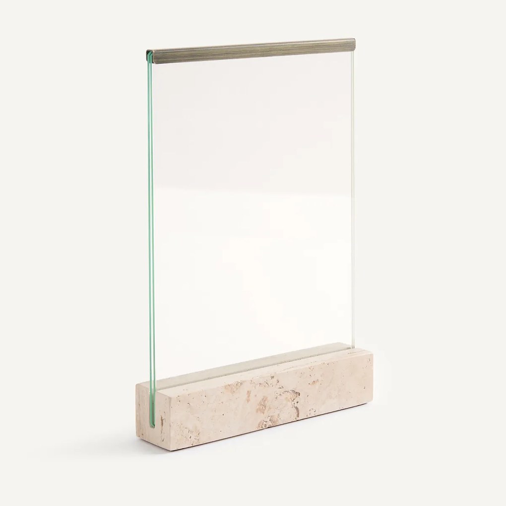 Fotolijst van glas en travertijn, breedte 17,5 cm, GENTIANA