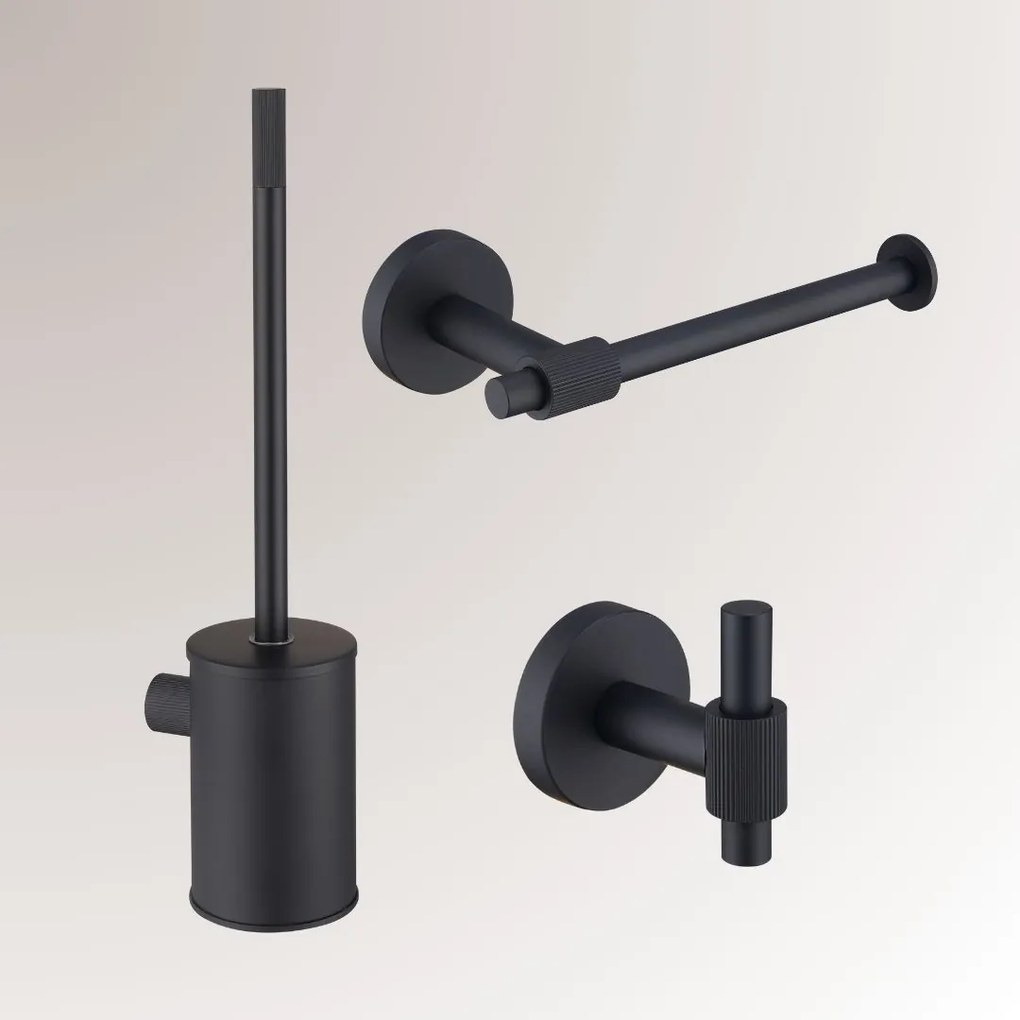 Best Design High End toilet accessoire set incl toiletborstel, rolhouder en haak zwart mat
