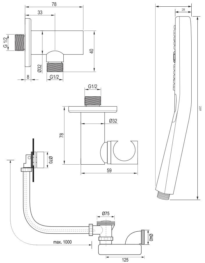Brauer Black Edition thermostatische inbouw badkraan met badvulcombinatie en 3 standen handdouche set 4 zwart mat