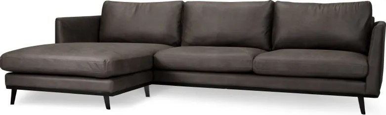 Loungebank Odissi chaise longue links - leer Kentucky antraciet 01 - 1,60 x 2,58 mtr breed