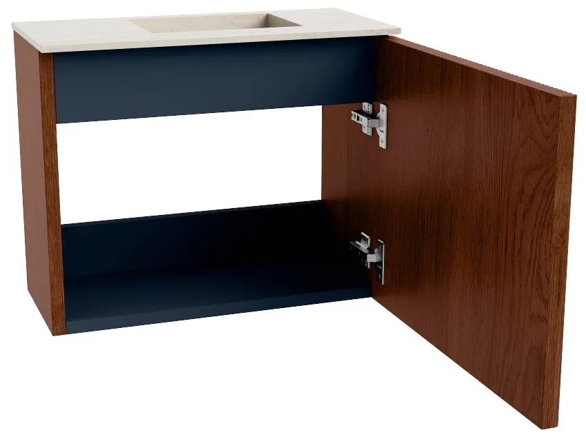 Mondiaz Joya DLux 50cm toiletmeubel ruby met wastafel faye rechts 1 kraangat meli